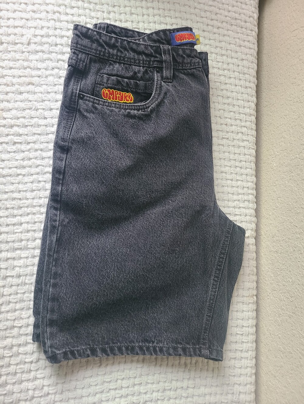 EMPYRE Dark Grey Denim Men’s Shorts with Branded Patch Size 34